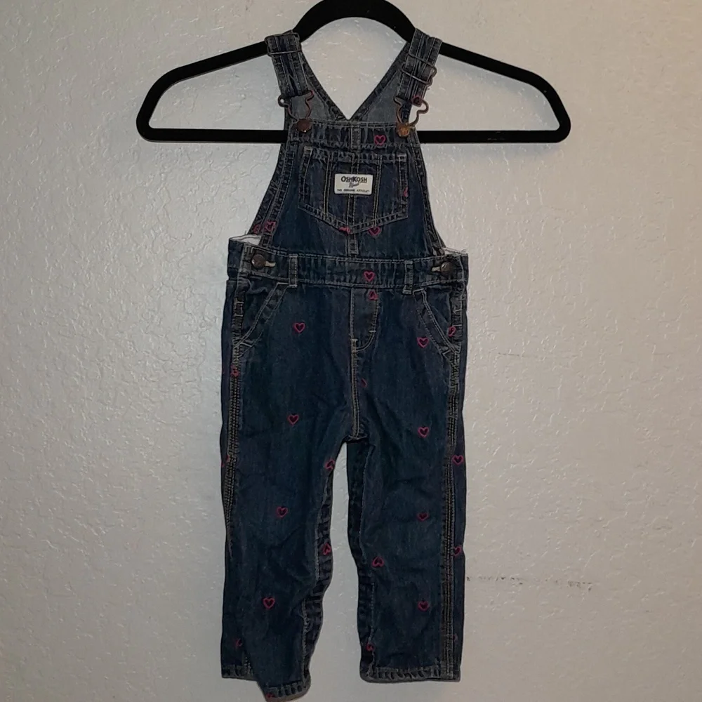 OSHKOSH BGOSH Heart Embroidered Snap Button Leg Overalls 18M